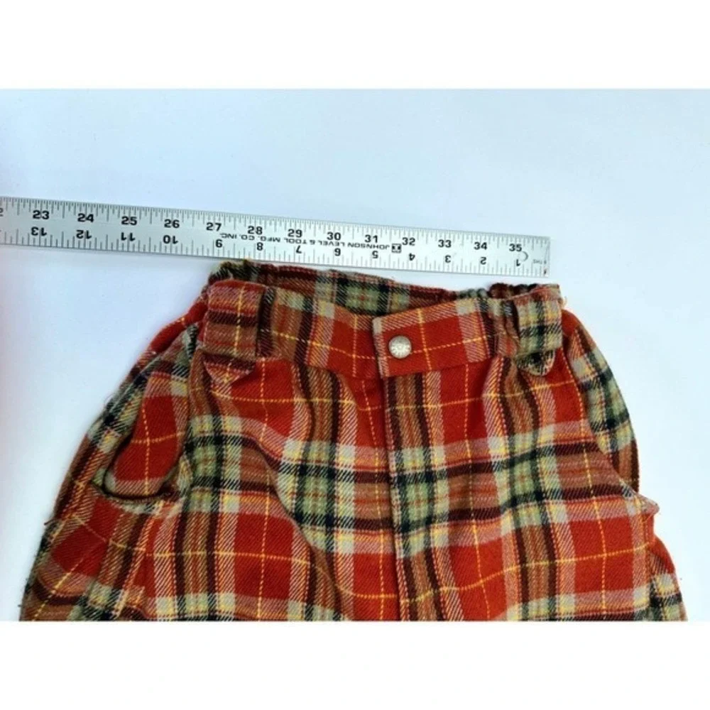 Vintage 60s 70s Cutie Pie Plaid Wool Blend Pants Girls Sz 10‎ Red Tartan